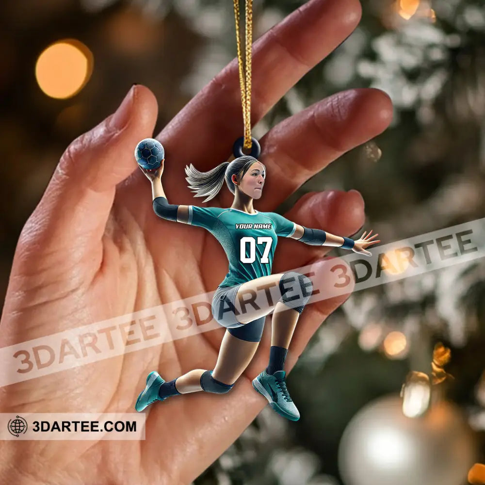 Custom Name And Number Woman Handball Ornament Lover Christmas Gift