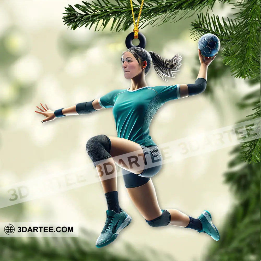 Custom Name And Number Woman Handball Ornament Lover Christmas Gift 3.54’’ / 1