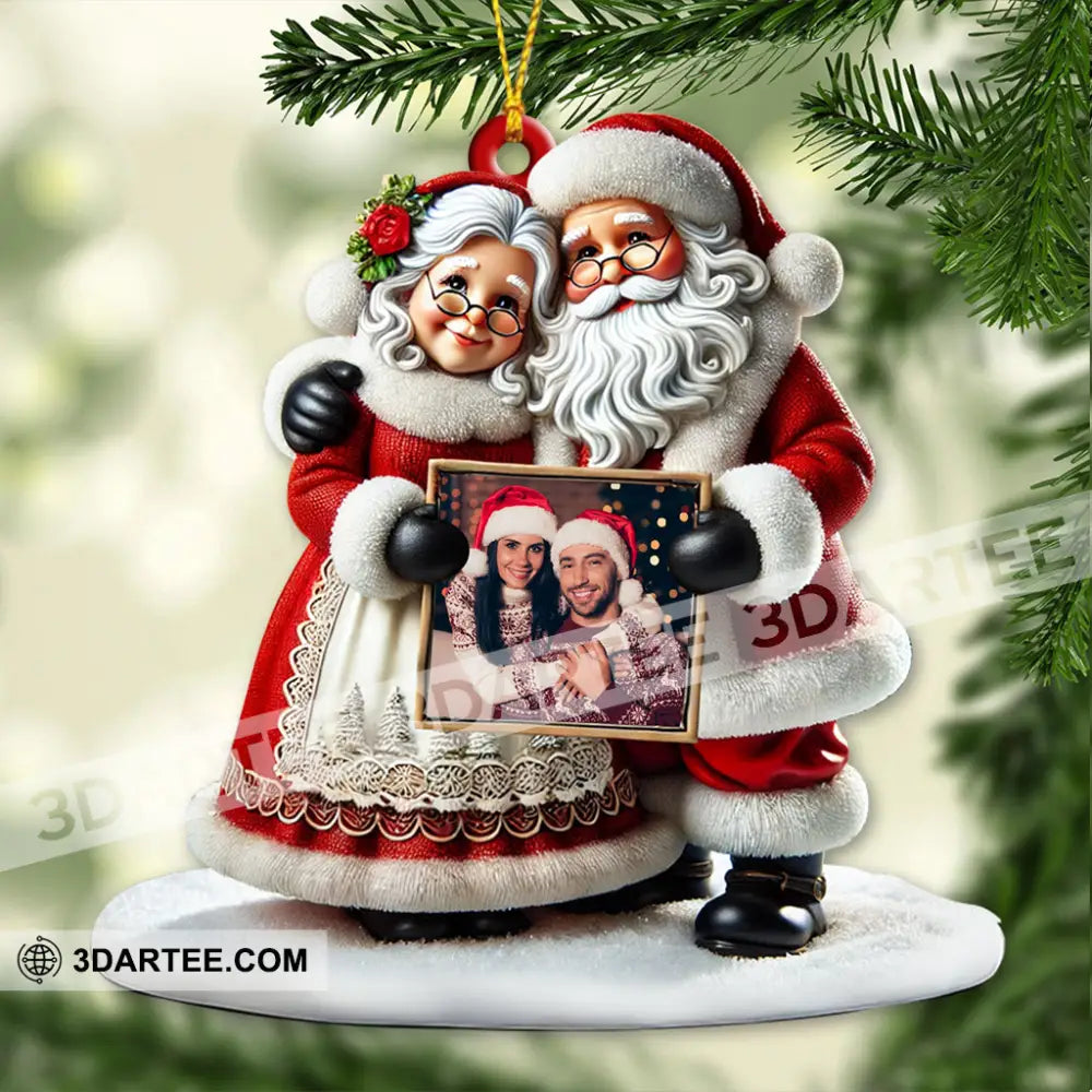 Custom Name And Photo Christmas Couple Ornament Gift 3.54’’ / 1