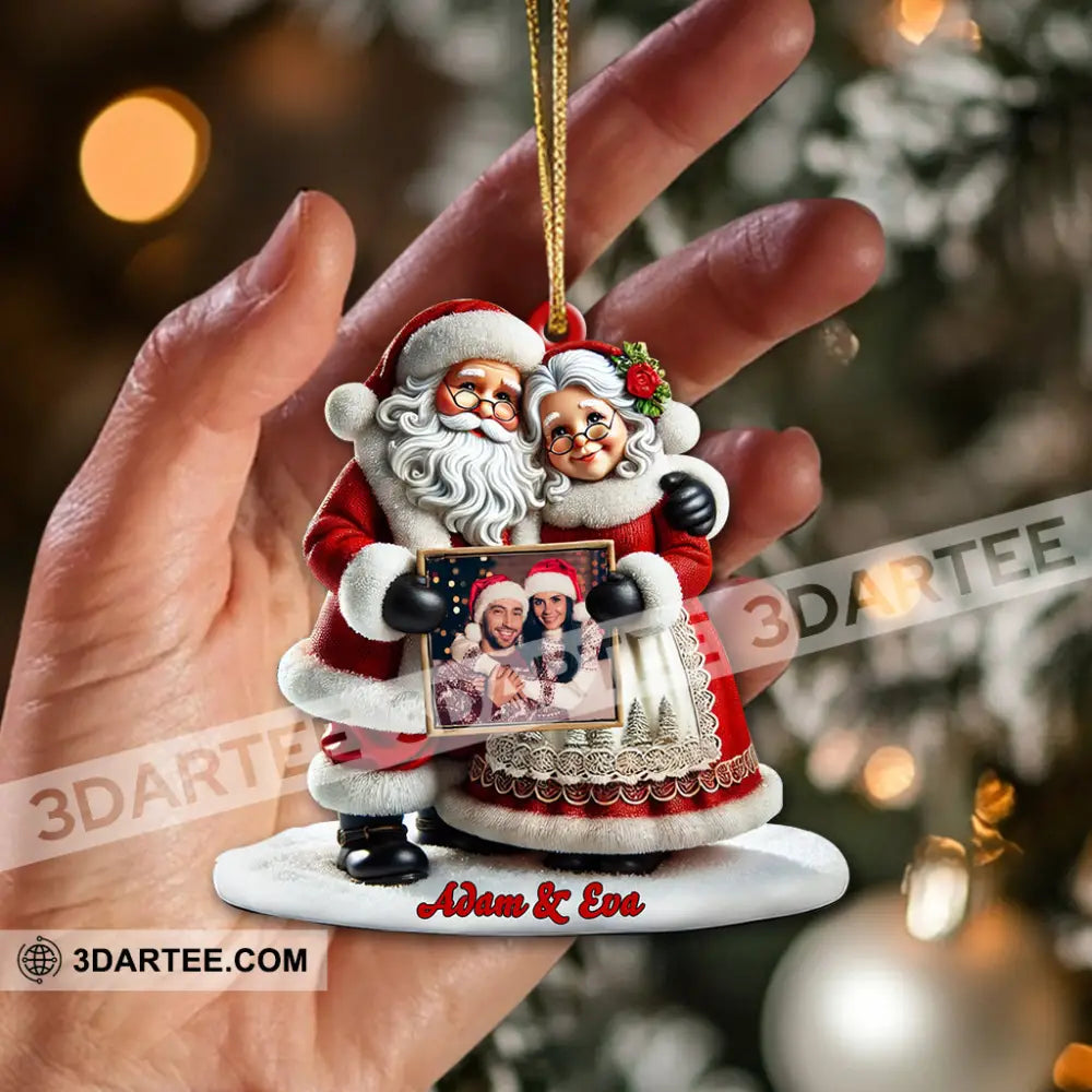 Custom Name And Photo Christmas Couple Ornament Gift