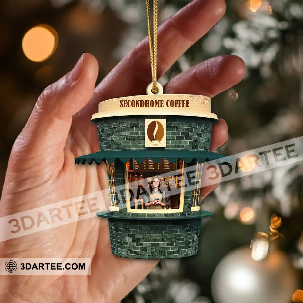 Custom Name And Photo Coffee Shop Ornament Love Christmas Gift