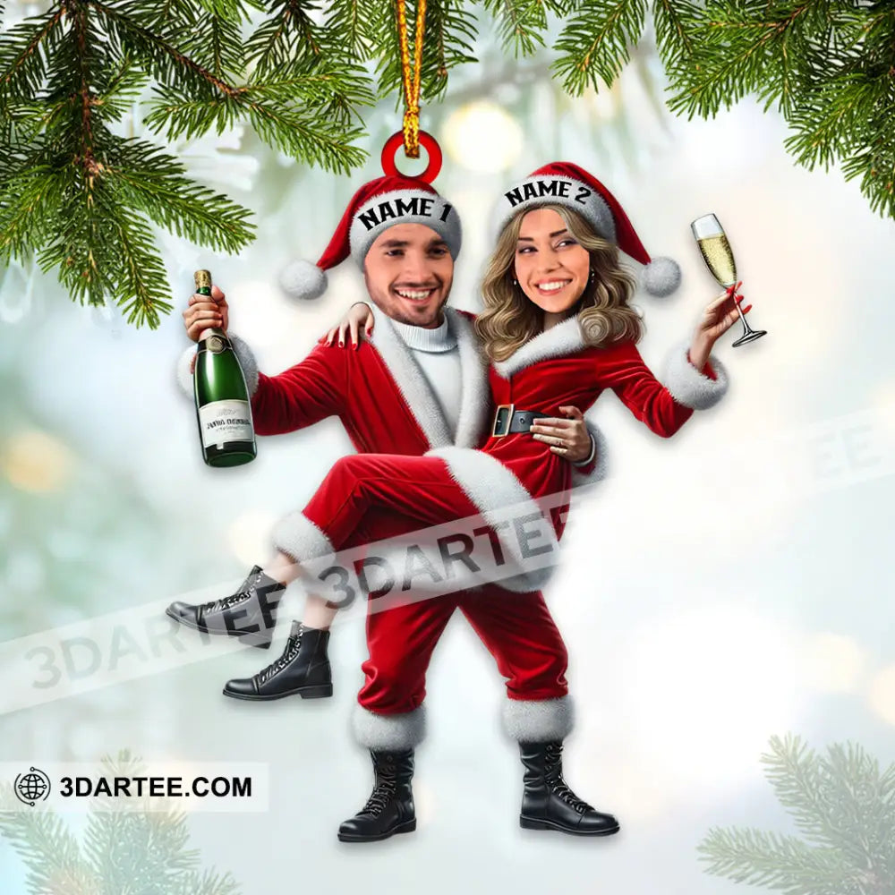 Custom Name And Photo Couple Ornament Christmas Gift 3.54’’ / 1