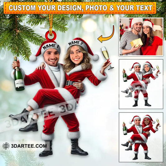 Custom Name And Photo Couple Ornament Christmas Gift