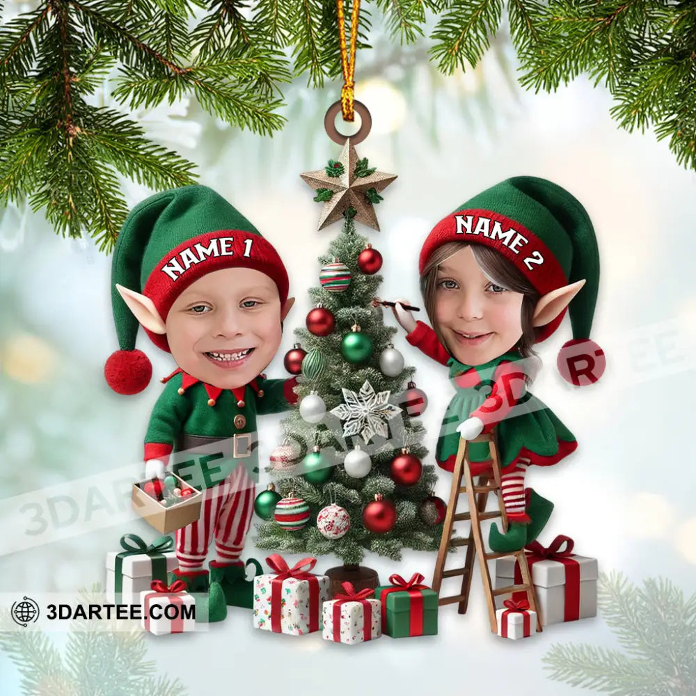 Custom Name And Photo Couple Ornament Christmas Tree Gift 3.54’’ / 1