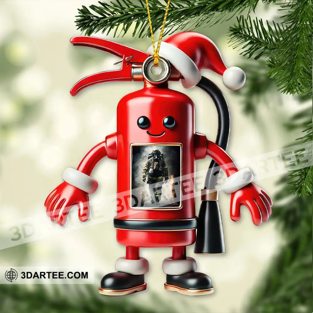 Custom Name And Photo Fire Fighter Ornament Christmas Gift 3.54’’ / 1