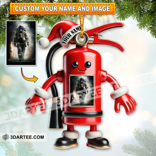 Custom Name And Photo Fire Fighter Ornament Christmas Gift