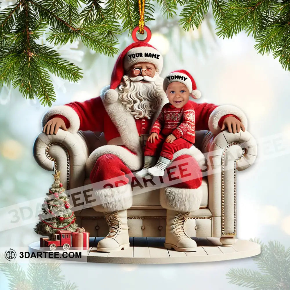 Custom Name And Photo Santa Ornament Baby Christmas