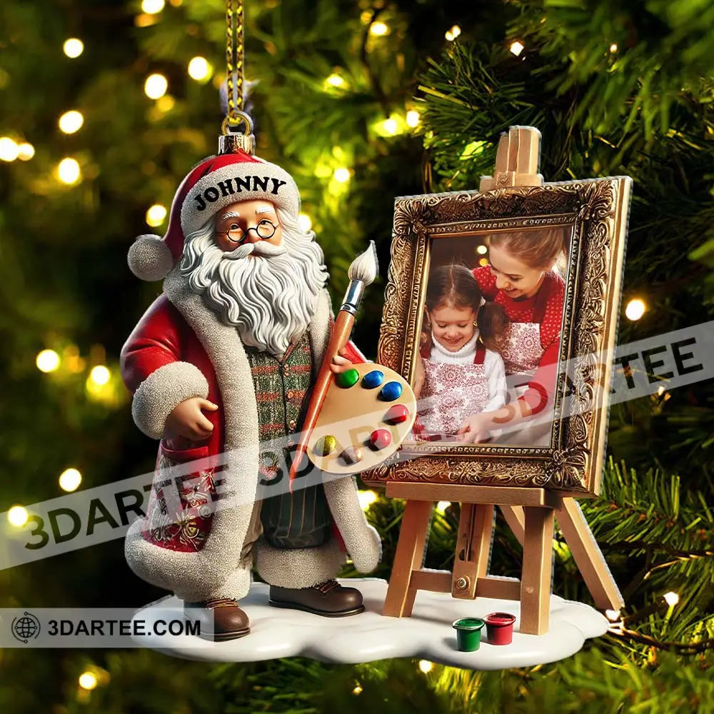 Custom Name And Photo Santa Ornament Christmas Gift For Family