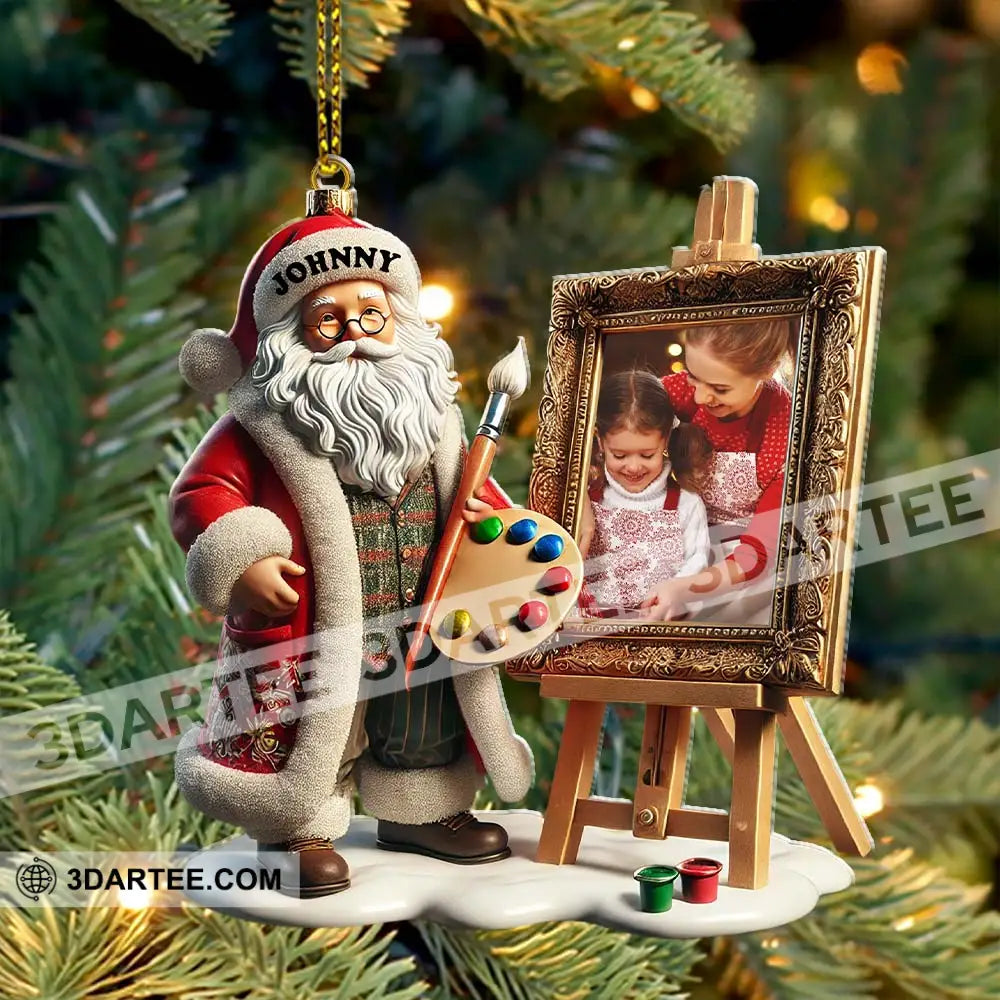 Custom Name And Photo Santa Ornament Christmas Gift For Family