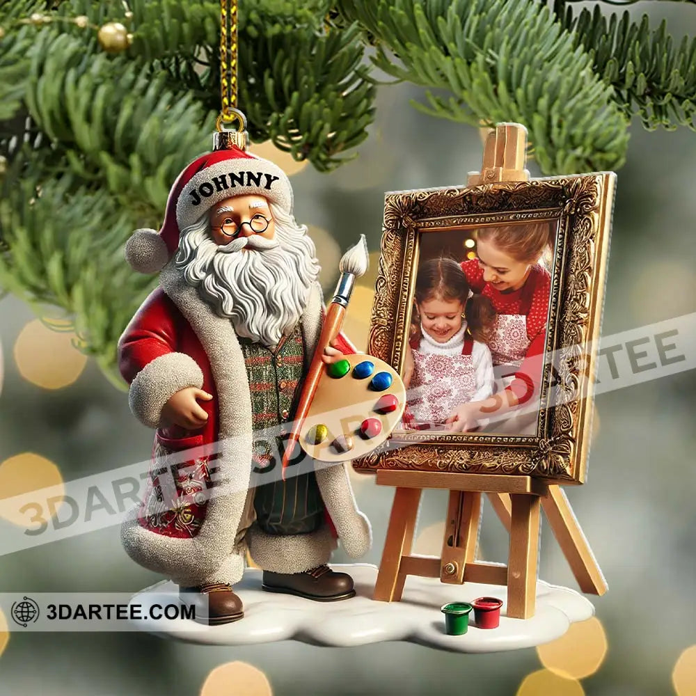 Custom Name And Photo Santa Ornament Christmas Gift For Family