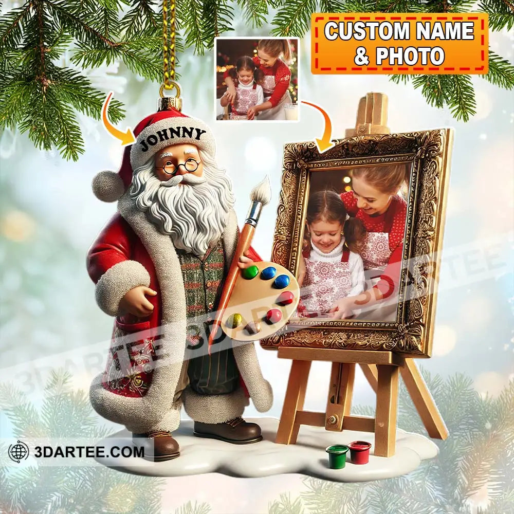 Custom Name And Photo Santa Ornament Christmas Gift For Family