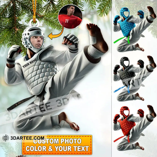 Custom Name And Photo Taekwondo Ornament Christmas Gift