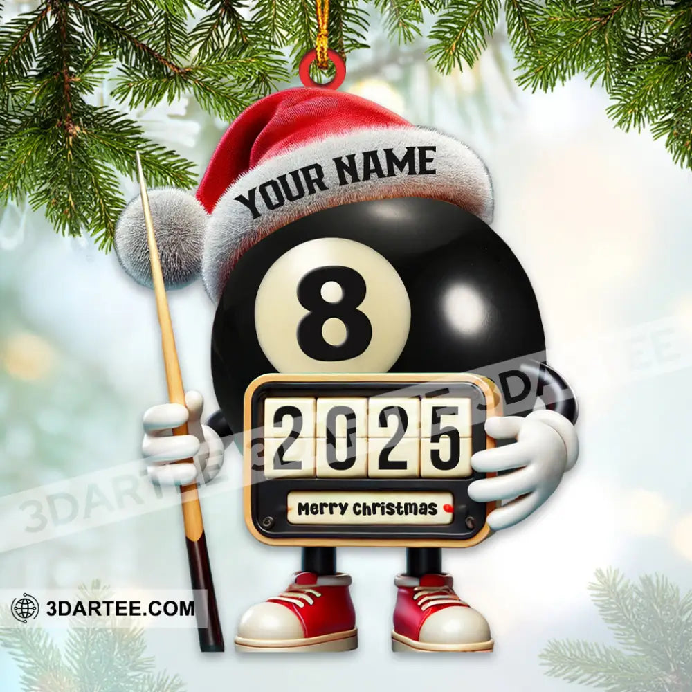 Custom Name And Year Billiard Ornament Lover Christmas Gift 3.54’’ / 1