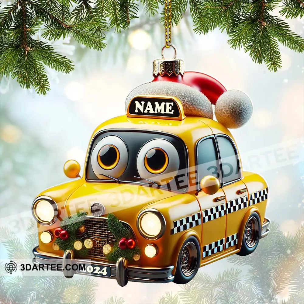 Custom Name And Year Christmas Car Ornament Gift 3.54’’ / 1