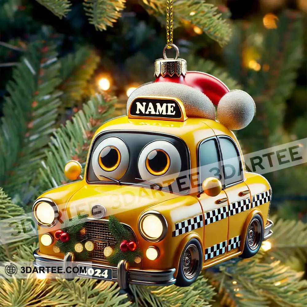 Custom Name And Year Christmas Car Ornament Gift