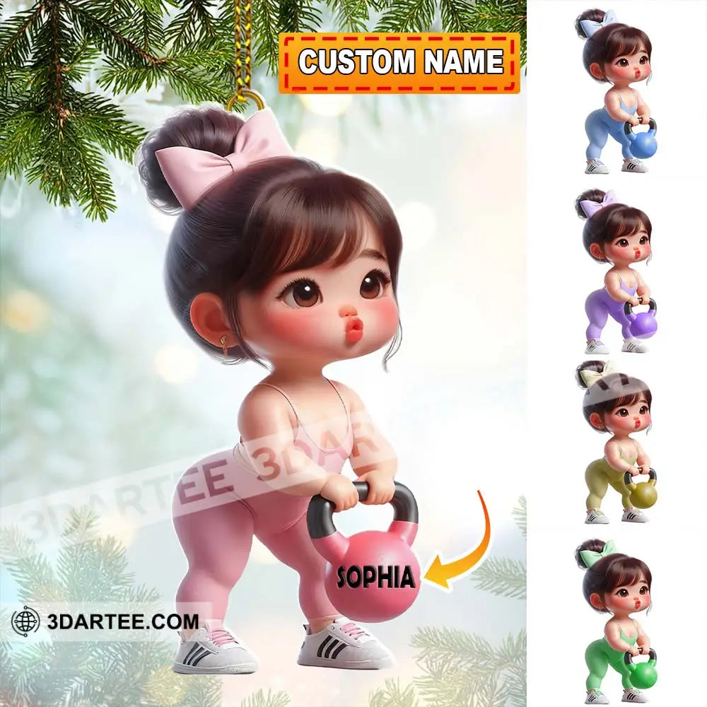 Custom Name Baby Girl Work Out Ornament Christmas Gift