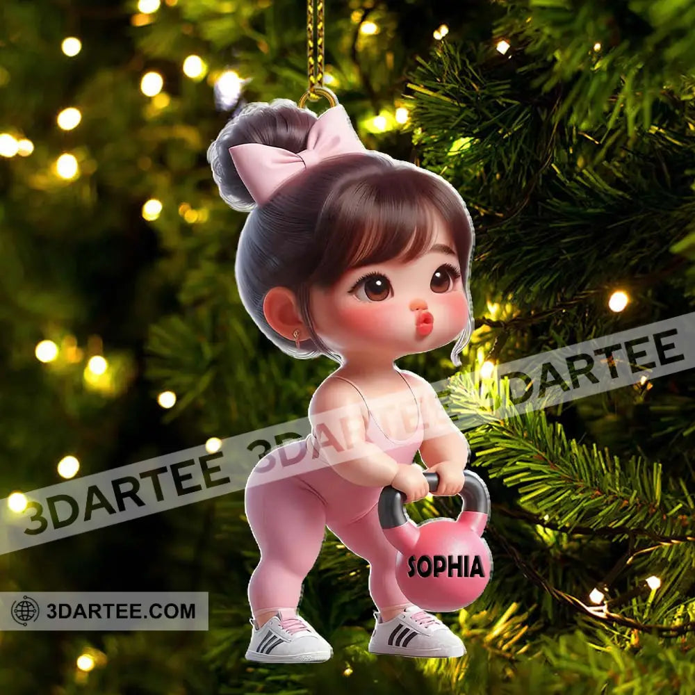 Custom Name Baby Girl Work Out Ornament Christmas Gift