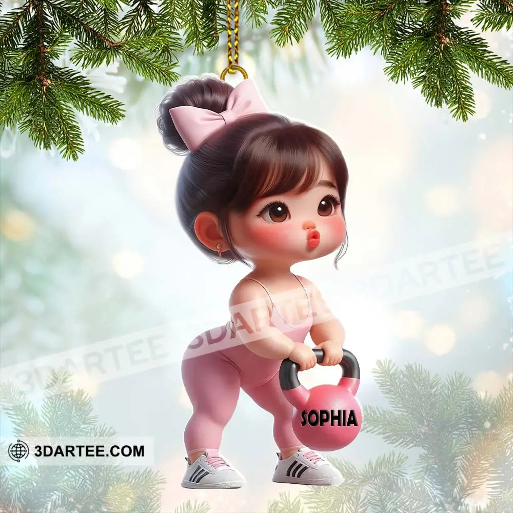 Custom Name Baby Girl Work Out Ornament Christmas Gift 3.54’’ / 1