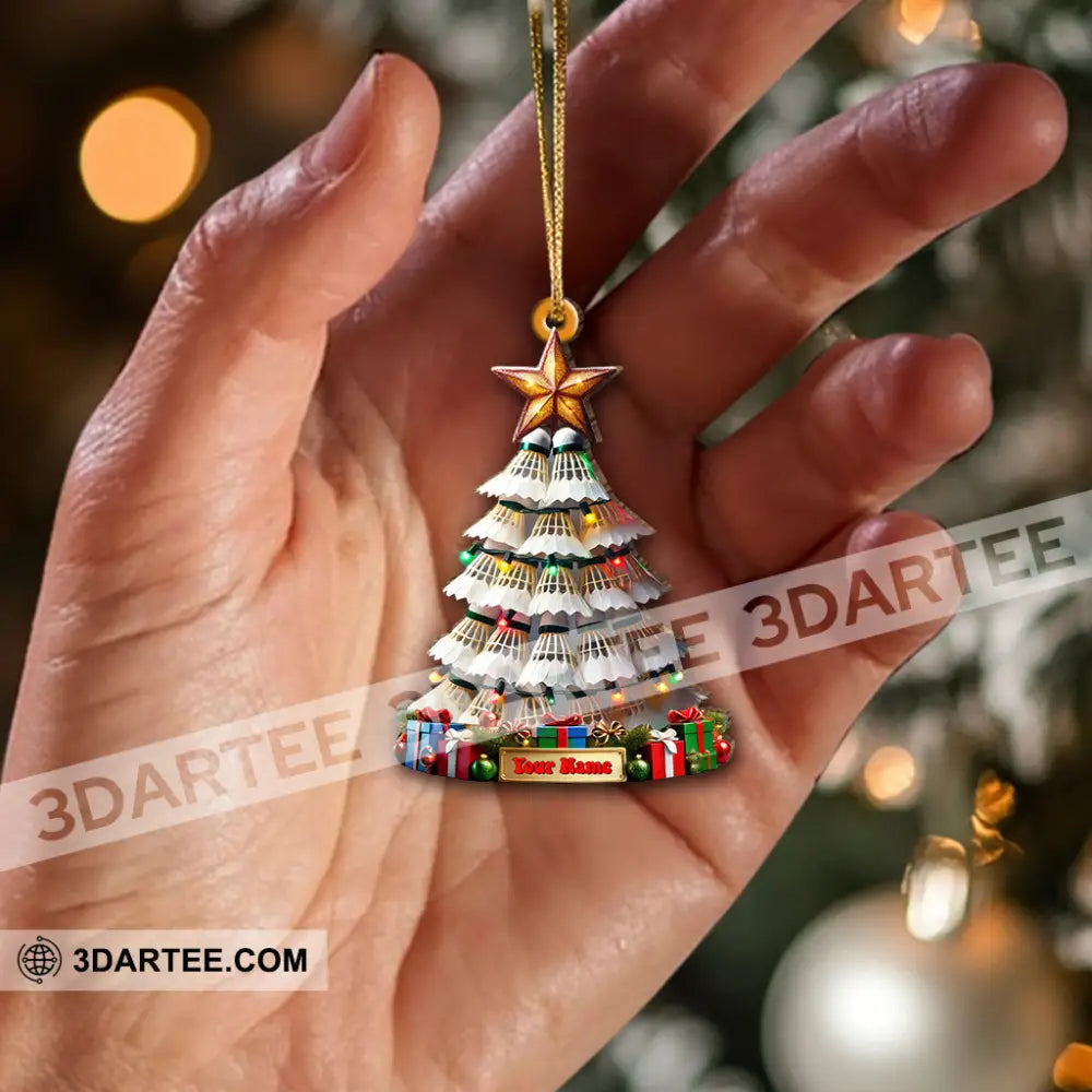 Custom Name Badminton Christmas Tree Ornament Lover Gift