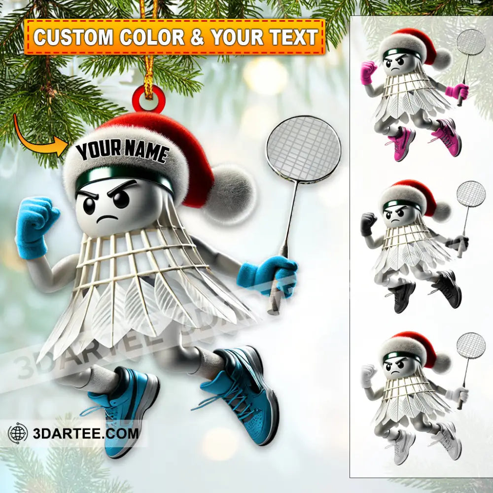 Custom Name Badminton Ornament Christmas Gift Decoration