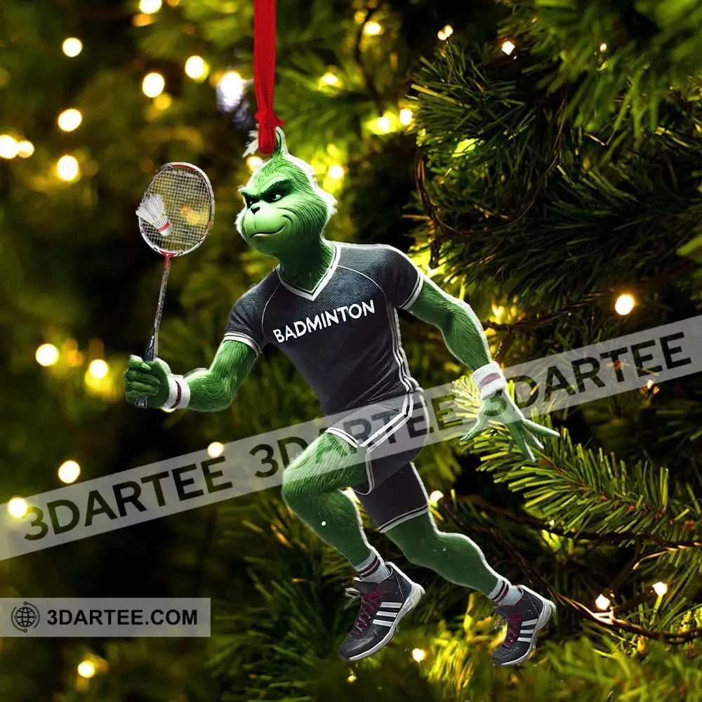 Custom Name Badminton Ornament Grinch Christmas Gift Decoration