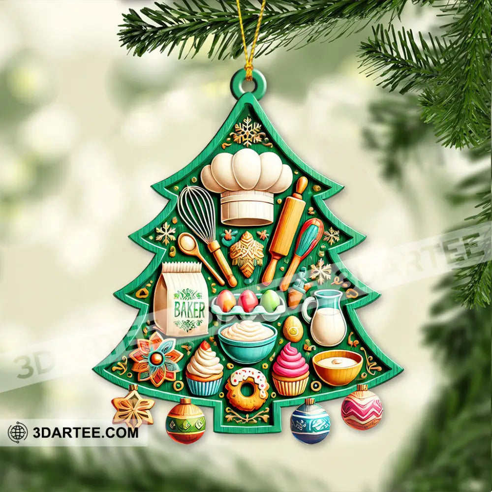 Custom Name Baker Ornament Christmas Gift For Lover 3.54’’ / 1