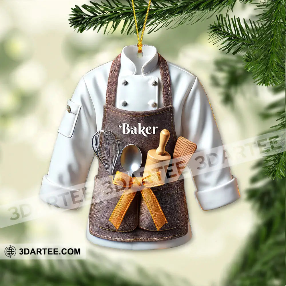 Custom Name Baker Ornament Christmas Gift for Baker Lover 3.54’’ / 1 Ornament Ornament