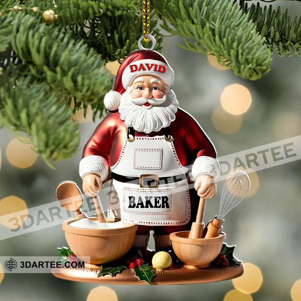 Custom Name Baking Santa Ornament Christmas Gift For Baker