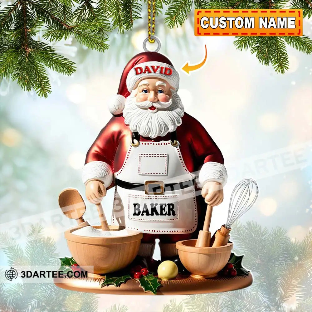 Custom Name Baking Santa Ornament Christmas Gift For Baker