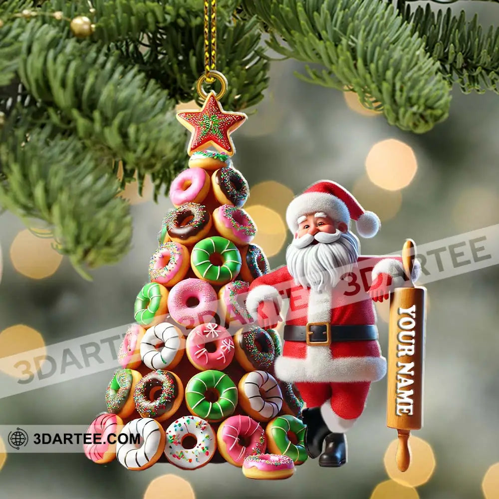 Custom Name Baking Santa Ornament Christmas Gift For Baker 3.54’’ / 1