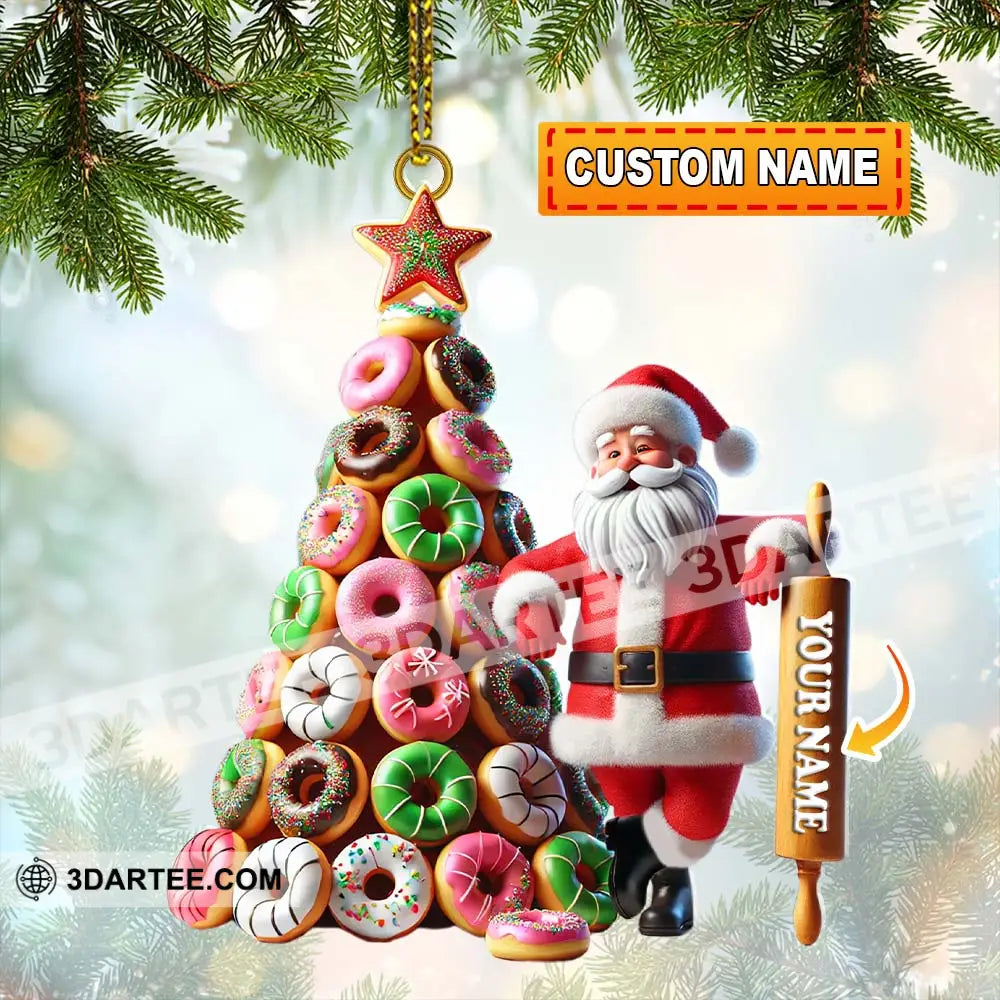 Custom Name Baking Santa Ornament Christmas Gift For Baker