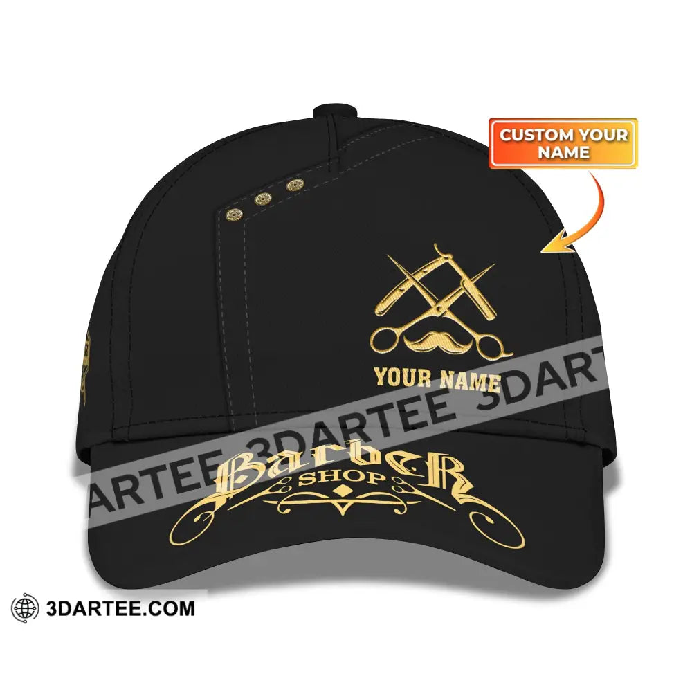 Custom Name Barber Classic Cap Personalized Hairstylist Hat Unisex T-Shirt