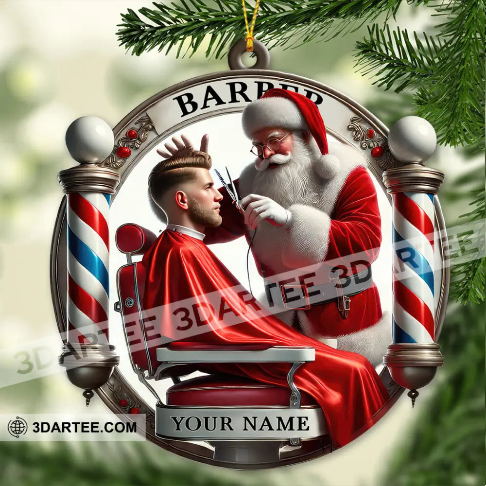 Custom Name Barber Ornament Christmas Decoration For Shop 3.54’’ / 1