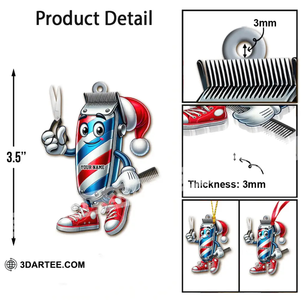 Custom Name Barber Ornament Christmas Decoration For Shop