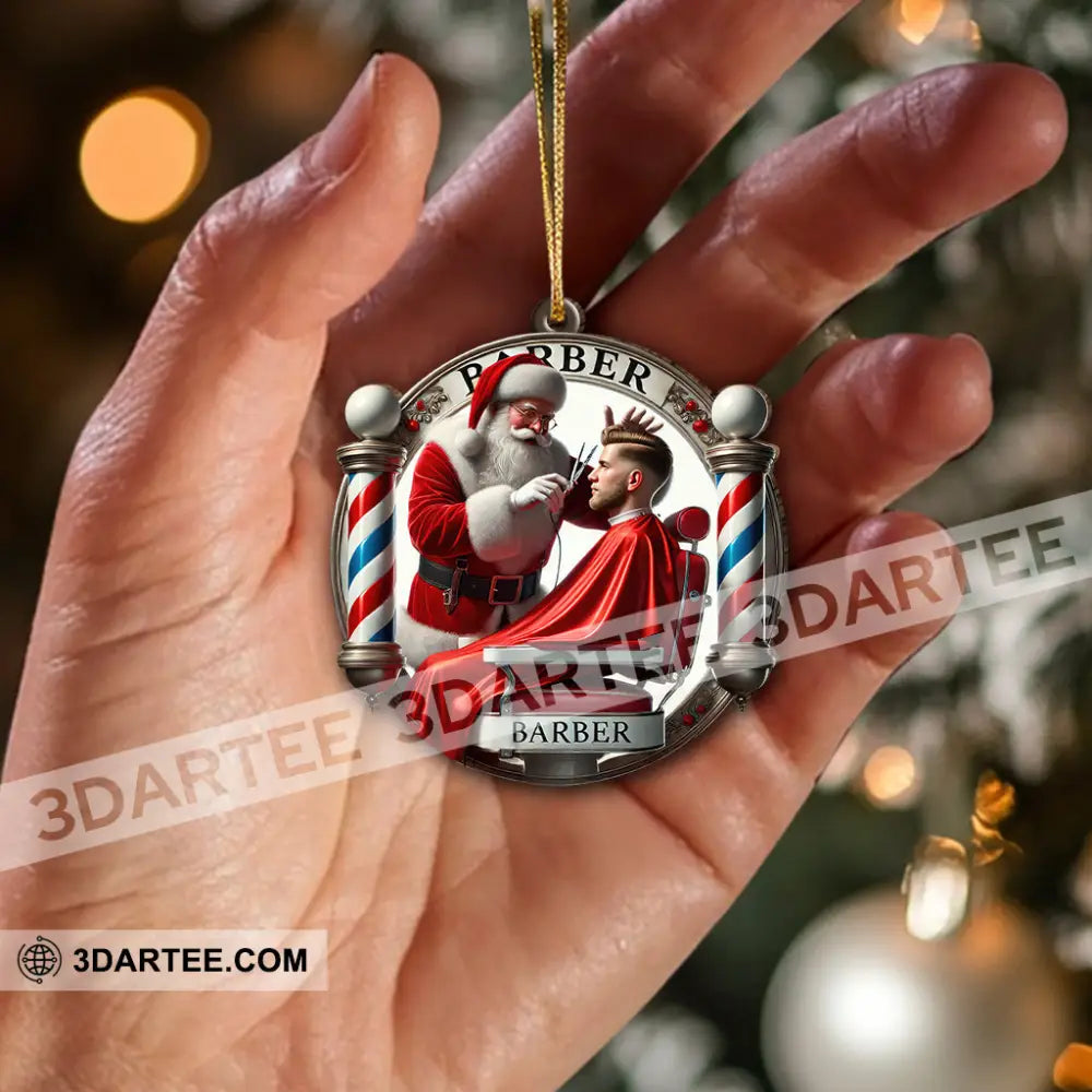 Custom Name Barber Ornament Christmas Decoration For Shop