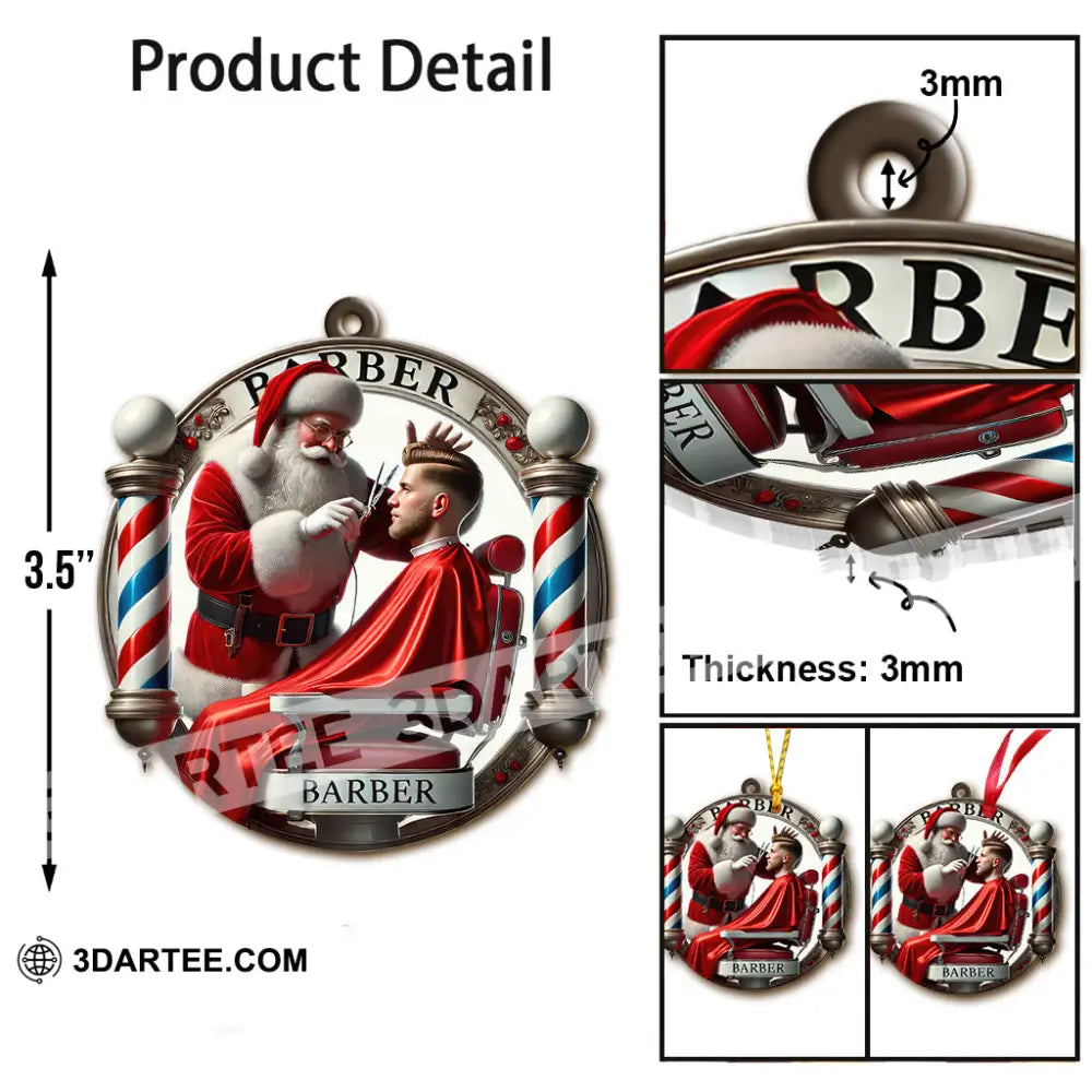 Custom Name Barber Ornament Christmas Decoration For Shop