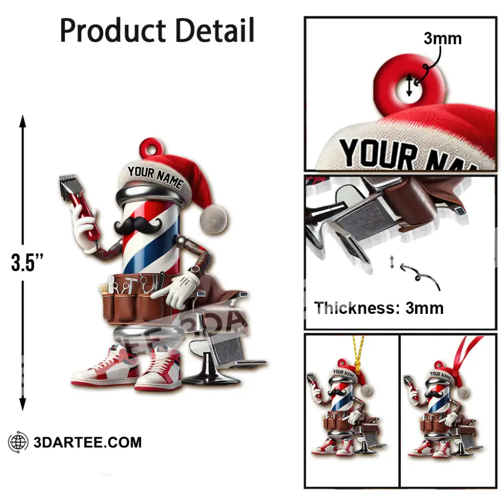 Custom Name Barber Ornament Christmas Decoration For Shop