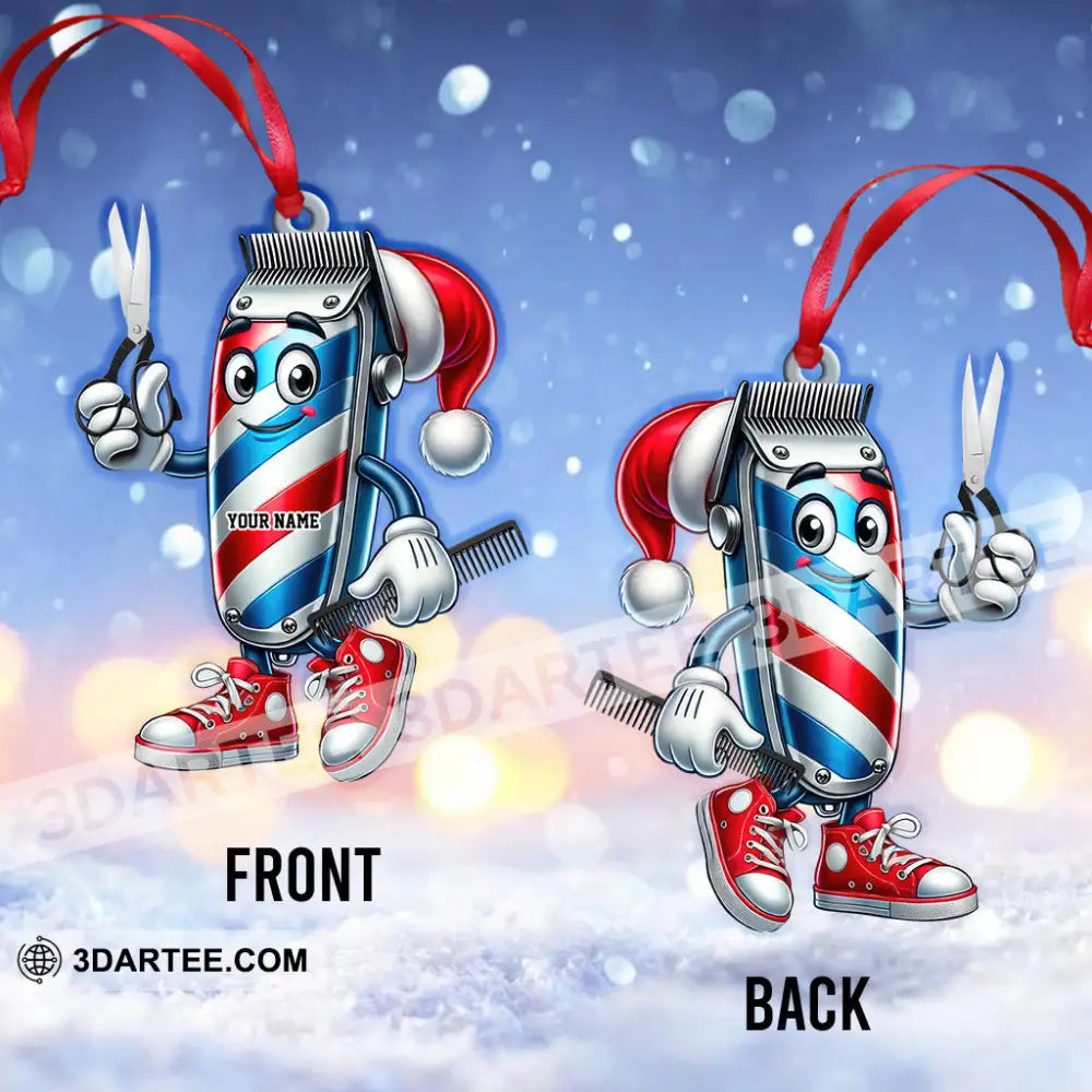 Custom Name Barber Ornament Christmas Decoration For Shop