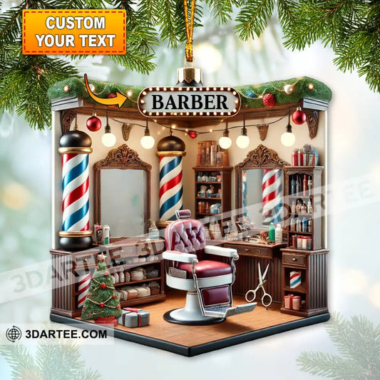 Custom Name Barber Ornament Shop Christmas Decoration