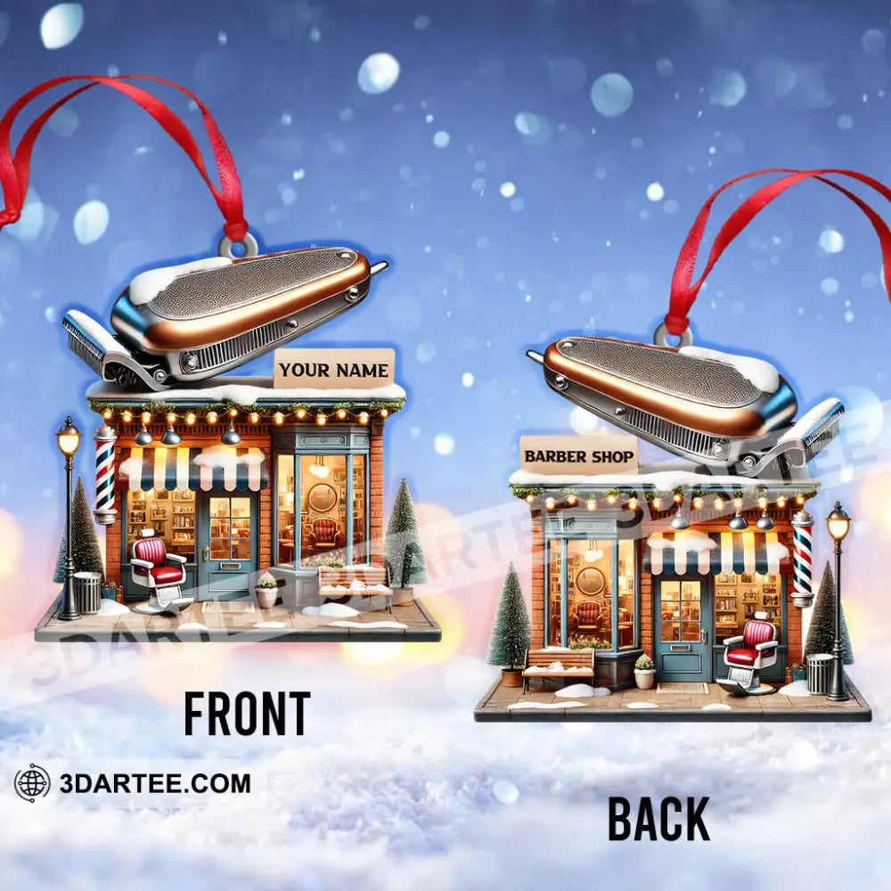 Custom Name Barber Shop Ornament Christmas Decoration