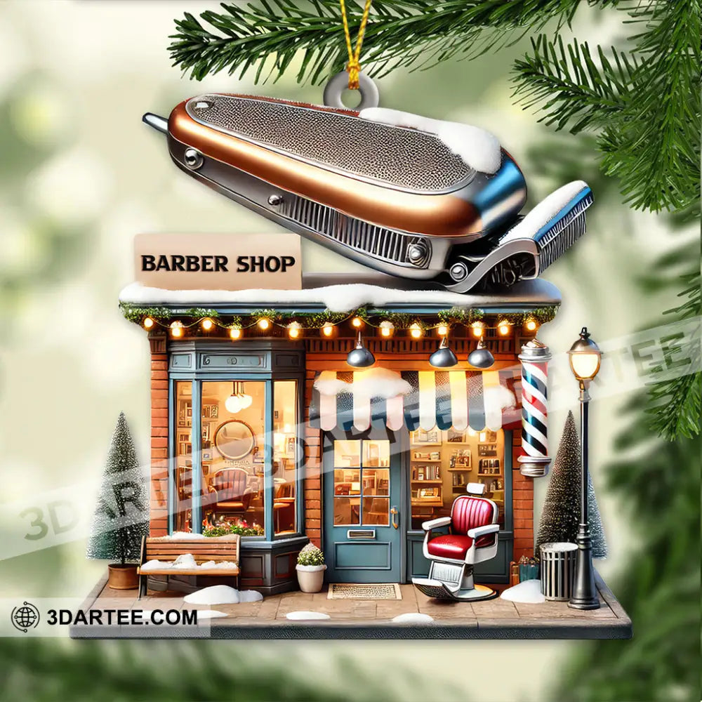 Custom Name Barber Shop Ornament Christmas Decoration 3.54’’ / 1