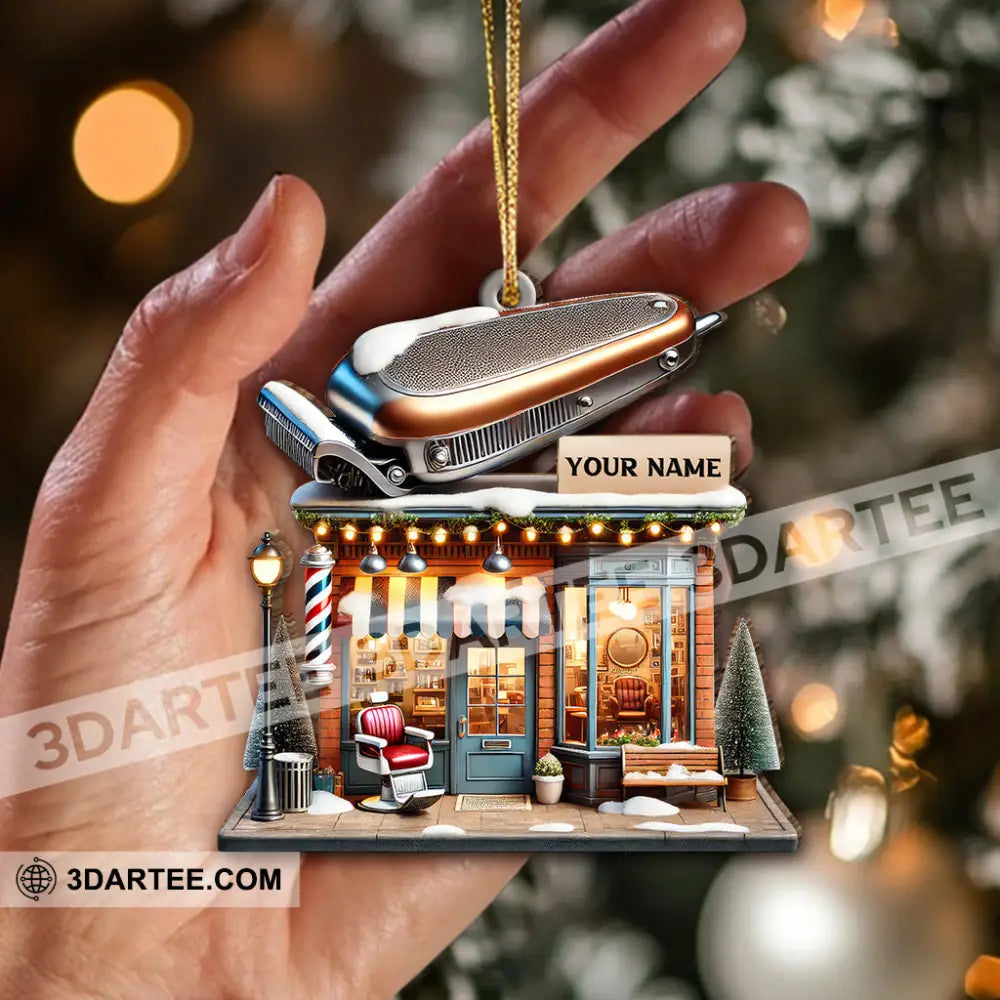 Custom Name Barber Shop Ornament Christmas Decoration