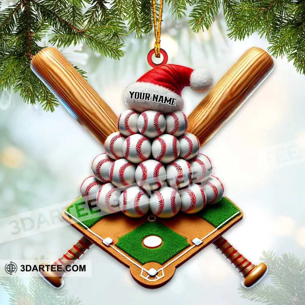 Custom Name Baseball Ornament Lover Christmas Gift 3.54’’ / 1