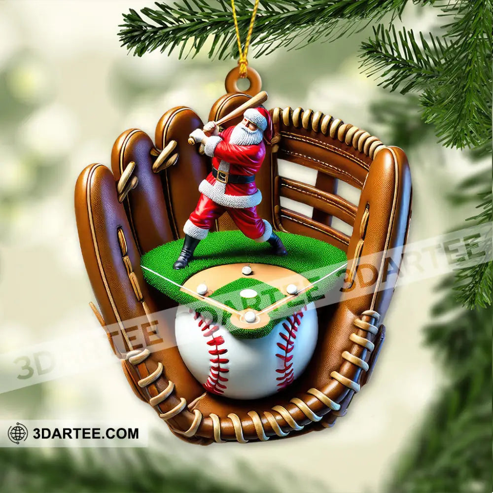 Custom Name Baseball Santa Ornament Lover Christmas Gift 3.54’’ / 1