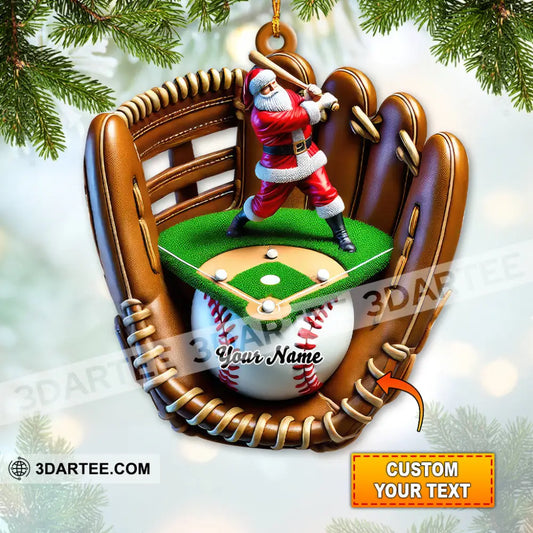 Custom Name Baseball Santa Ornament Lover Christmas Gift