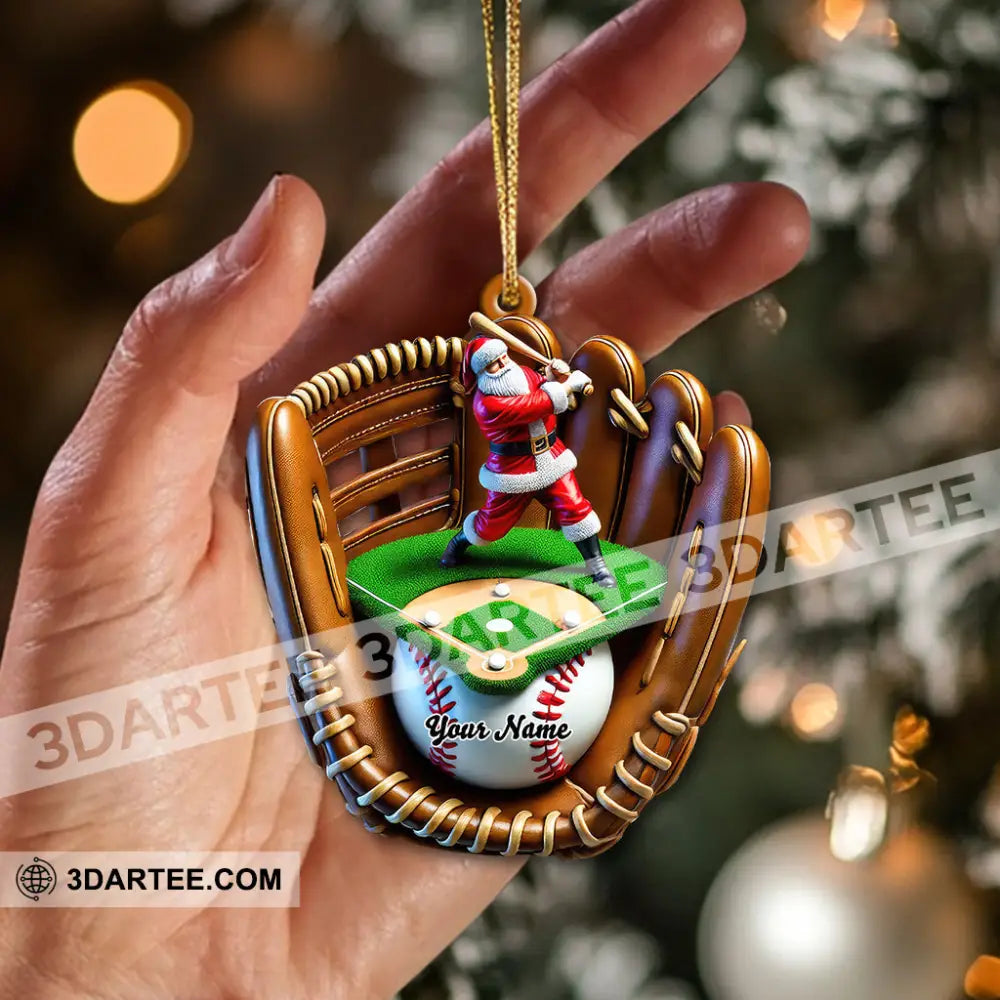 Custom Name Baseball Santa Ornament Lover Christmas Gift