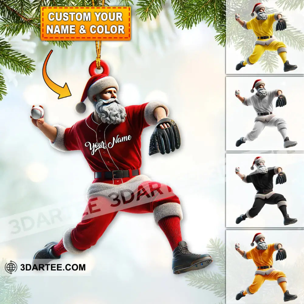 Custom Name Baseball Santa Ornament Lover Christmas Gift