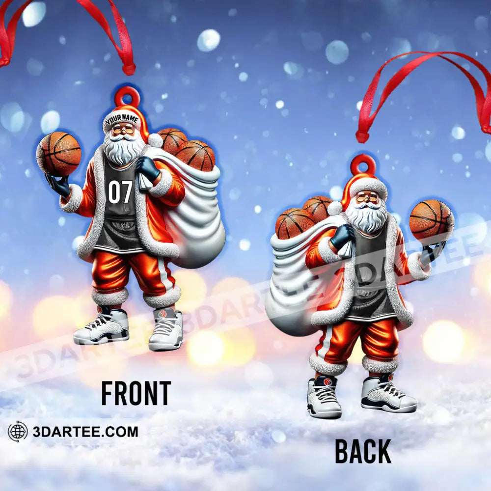 Custom Name Basketball Santa Ornament Lover Christmas Gift