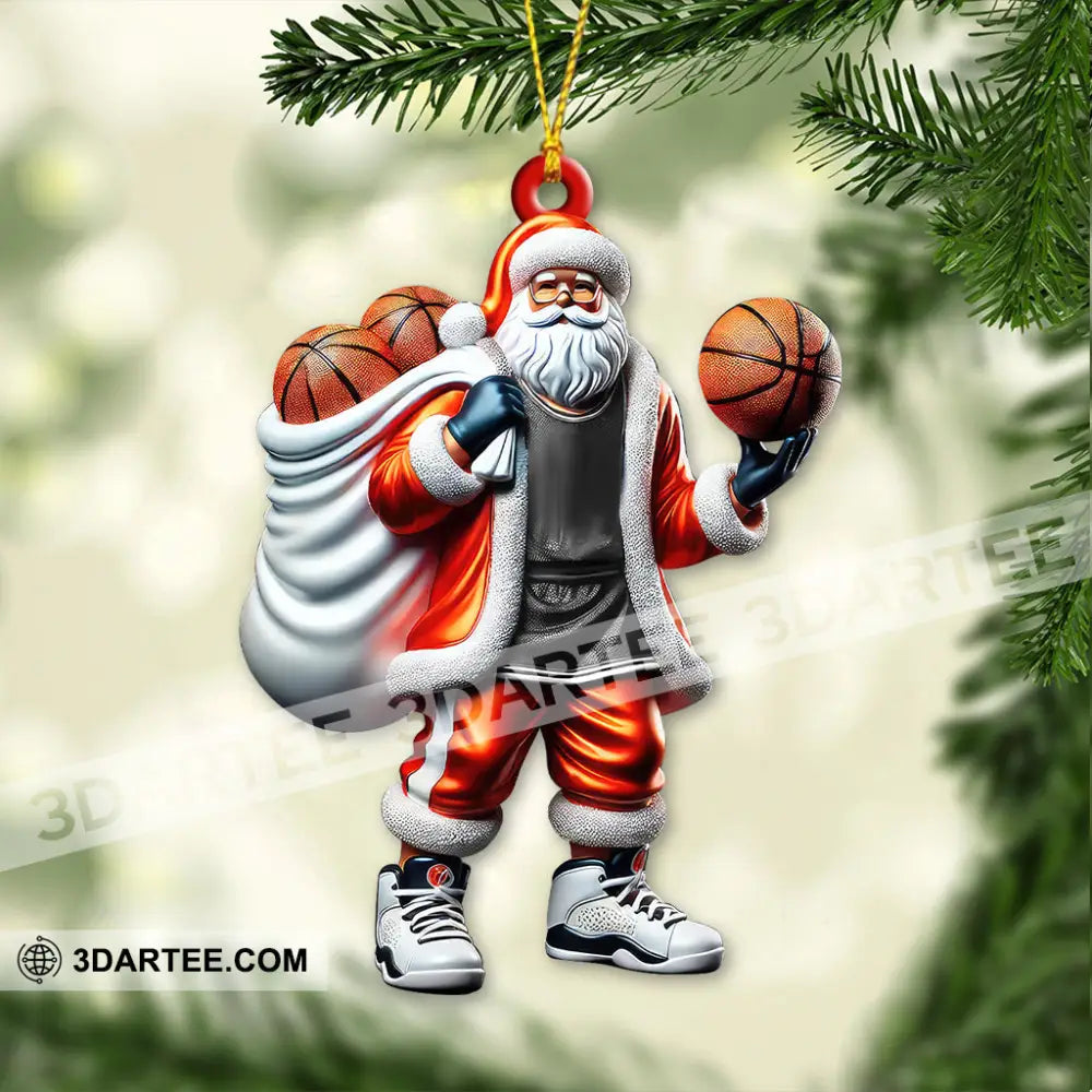 Custom Name Basketball Santa Ornament Lover Christmas Gift 3.54’’ / 1