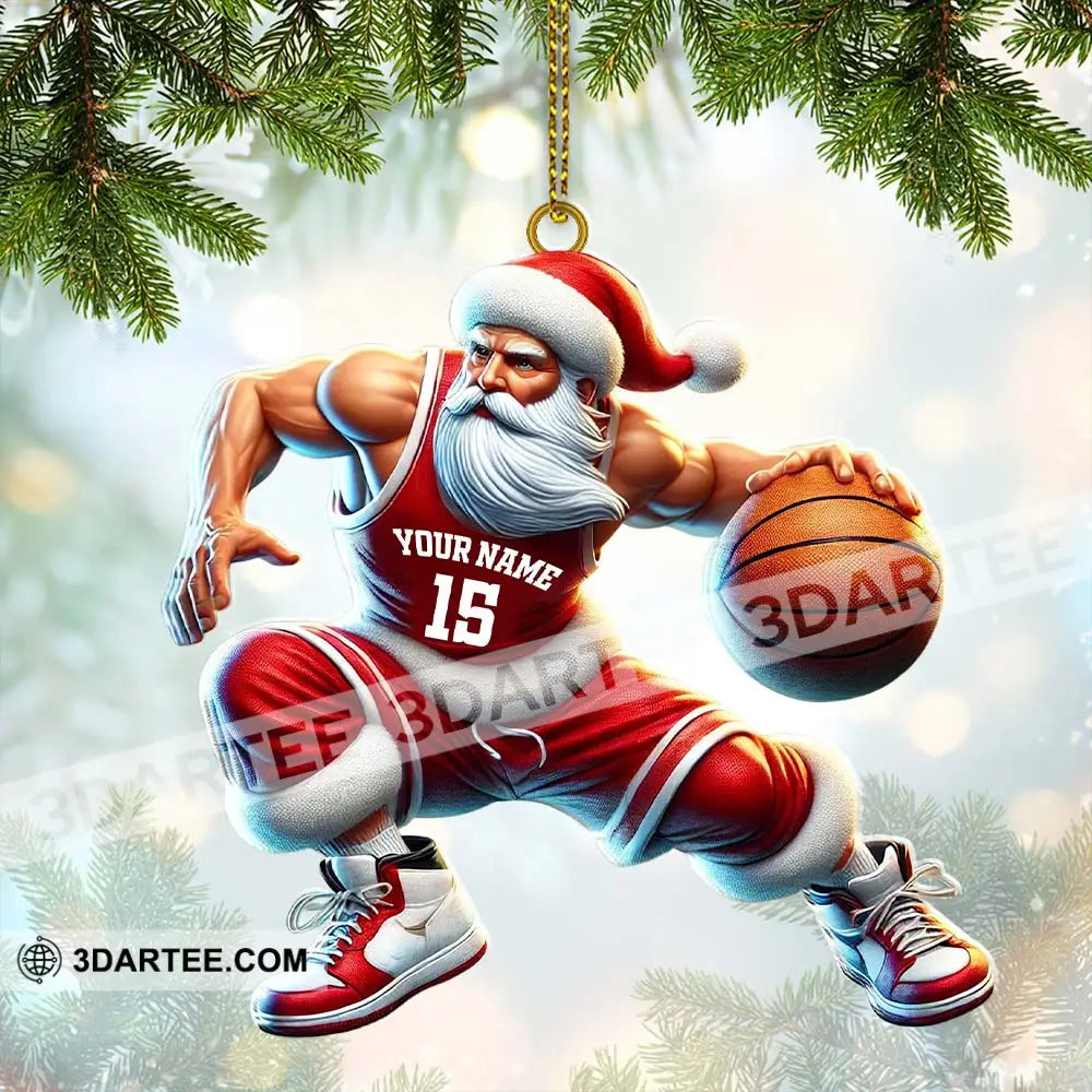 Custom Name Basketball Santa Ornament Lover Christmas Gift